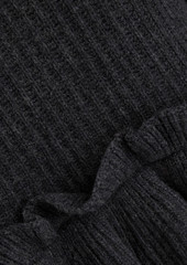 GANNI - Cutout ruffled ribbed wool-blend sweater - Gray - L