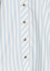 GANNI - Cutout striped cotton-poplin shirt - Blue - DE 36