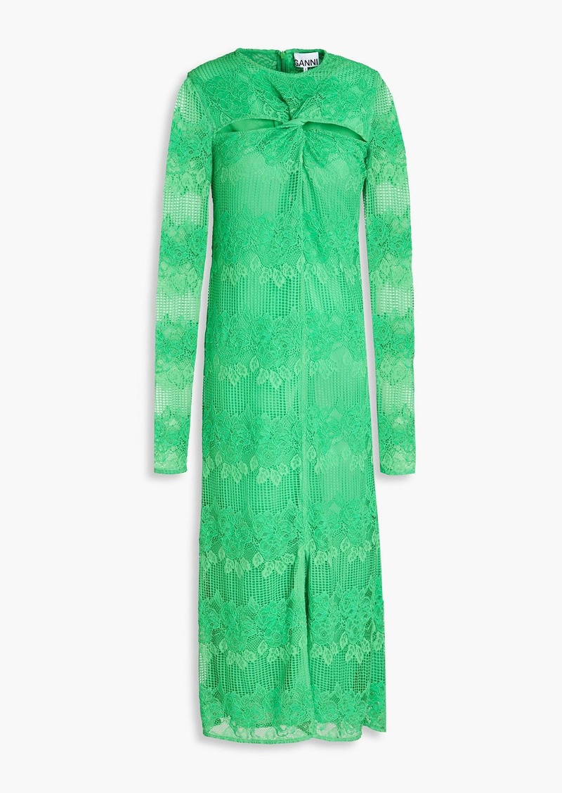 GANNI - Cutout twisted corded lace midi dress - Green - DE 36
