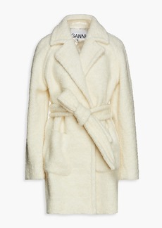 GANNI - Double-breasted wool-blend bouclé coat - White - DE 38