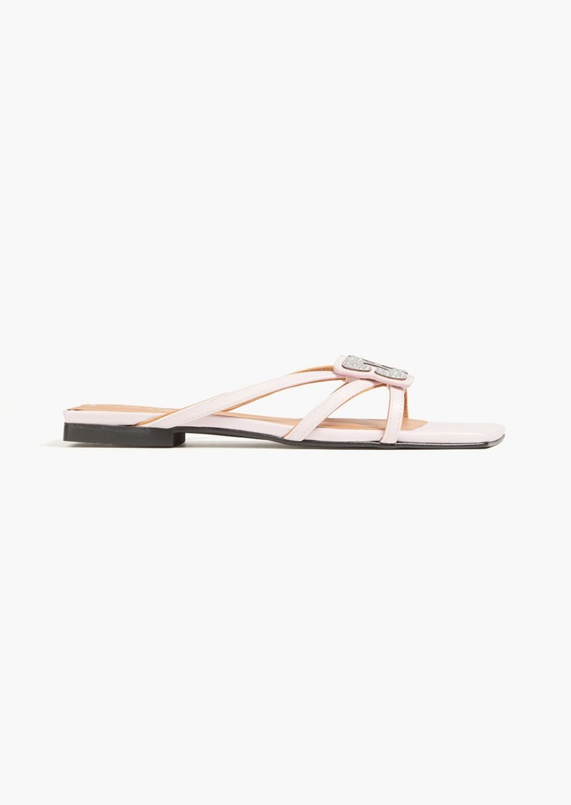 GANNI - Embellished faux leather sandals - Pink - EU 35