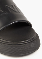 GANNI - Embossed faux leather platform slides - Black - EU 37