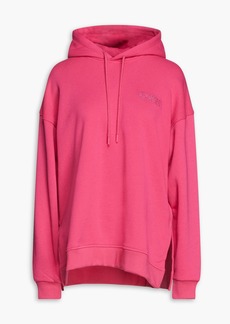 GANNI - Embroidered cotton-blend fleece hoodie - Pink - S/M