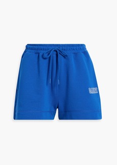 GANNI - Embroidered cotton-blend fleece shorts - Blue - XXS