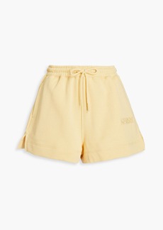 GANNI - Embroidered cotton-blend fleece shorts - Yellow - S