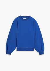 GANNI - Embroidered cotton-blend fleece sweatshirt - Blue - M