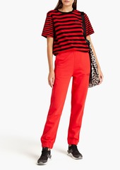 GANNI - Embroidered French cotton-blend terry track pants - Red - XL