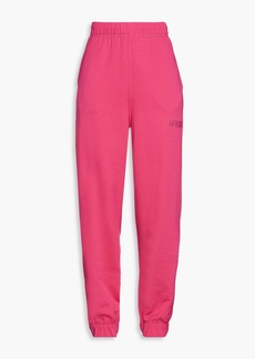 GANNI - Embroidered French cotton-blend terry track pants - Pink - S