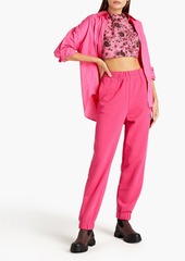 GANNI - Embroidered French cotton-blend terry track pants - Pink - S