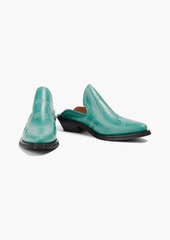 GANNI - Embroidered leather mules - Blue - EU 36