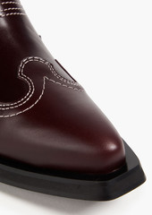 GANNI - Embroidered leather western boots - Burgundy - EU 41