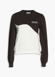GANNI - Embroidered two-tone cotton-fleece sweatshirt - Brown - XXS