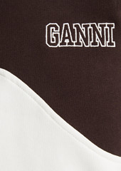 GANNI - Embroidered two-tone organic cotton-fleece sweatshirt - Purple - XXS