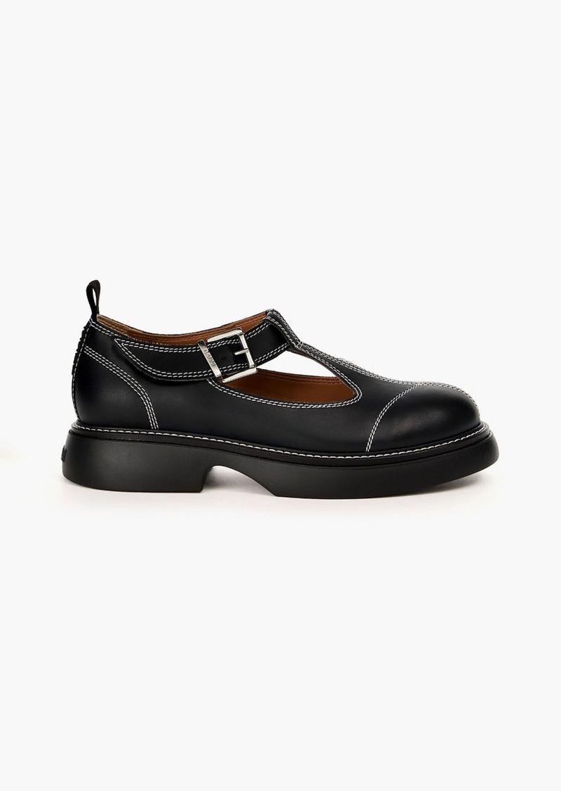 GANNI - Everyday buckled faux leather Mary Jane loafers - Black - EU 36