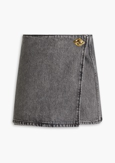 GANNI - Faded denim mini wrap skirt - Gray - DE 42