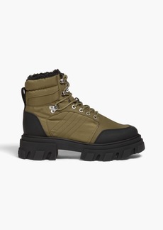 GANNI - Faux shearling-lined shell hiking boots - Green - EU 36