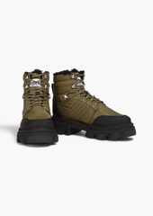 GANNI - Faux shearling-lined shell hiking boots - Green - EU 36