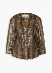 GANNI - Faux snake-effect leather blazer - Animal print - DE 34