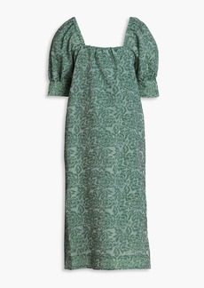 GANNI - Floral-jacquard organza midi dress - Green - DE 40