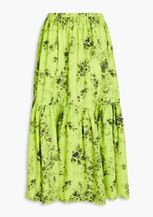 GANNI - Floral-print cotton-poplin midi skirt - Green - DE 34