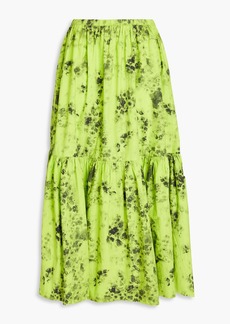 GANNI - Floral-print cotton-poplin midi skirt - Green - DE 36