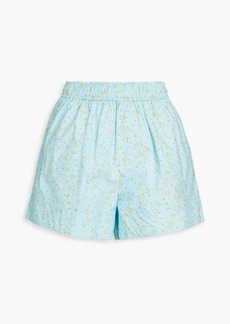 GANNI - Floral-print cotton-poplin shorts - Blue - DE 38