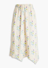 GANNI - Floral-print crinkled-satin midi skirt - Yellow - DE 36