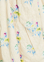 GANNI - Floral-print crinkled-satin wrap dress - Neutral - DE 38