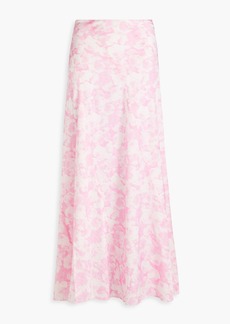 GANNI - Floral-print stretch-silk satin maxi skirt - Pink - DE 36