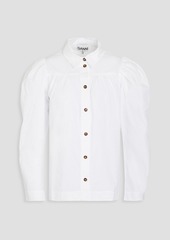 GANNI - Gathered cotton-poplin shirt - White - DE 32