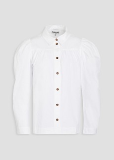 GANNI - Gathered cotton-poplin shirt - White - DE 36