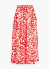 GANNI - Printed crepe midi skirt - Red - DE 40