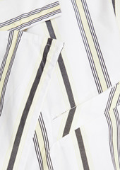 GANNI - Gathered striped cotton-poplin midi shirt dress - Orange - DE 34