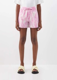 Ganni - High-rise Tie-dye Shell Shorts - Womens - Pink Multi