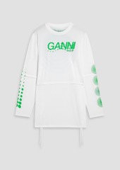 GANNI - Layered printed mesh top - Black - S