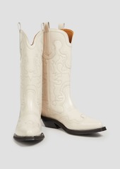 GANNI - Leather cowboy boots - White - EU 40