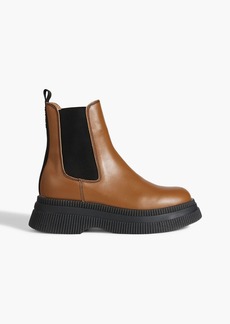 GANNI - Leather platform Chelsea boots - Brown - EU 36