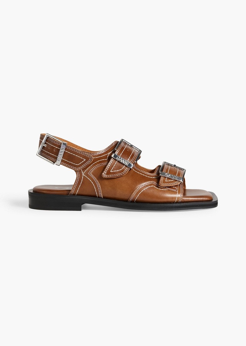 GANNI - Leather slingback sandals - Brown - EU 35