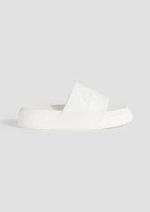 GANNI - Logo-embossed faux leather platform slides - White - EU 36