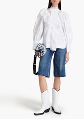 GANNI - Macramé-trimmed cotton-poplin blouse - White - DE 42
