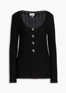 GANNI - Macramé-trimmed knitted sweater - Black - L