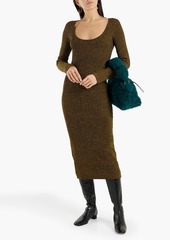 GANNI - Marled ribbed-knit midi dress - Green - L