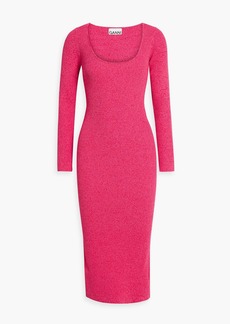 GANNI - Marled ribbed-knit midi dress - Pink - S