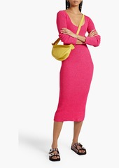GANNI - Marled ribbed-knit midi dress - Pink - M