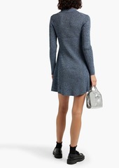 GANNI - Marled ribbed-knit mini shirt dress - Blue - XXXL