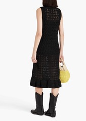 GANNI - Metallic crocheted midi dress - Black - XS