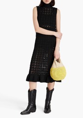 GANNI - Metallic crocheted midi dress - Black - XS