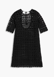 GANNI - Metallic open-knit mini dress - Black - XXS
