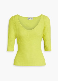 GANNI - Neon jacquard-knit wool top - Green - S