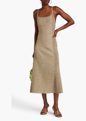 GANNI - Open-back ribbed-knit midi dress - Brown - L